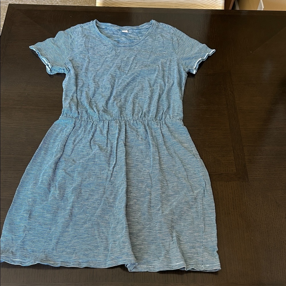 Old Navy Blue and White Striped Midi Dress